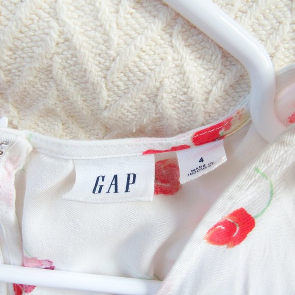 GAP Dainty Floral Print Mini Dress White/Red Size 4 - Picture 7 of 7